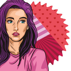 Pop art woman cartoon