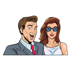 Pop art couple cartoon