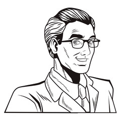 pop art businessman cartoon in black and white