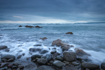 Fototapeta na wymiar stormy view of seascape, north devon coast