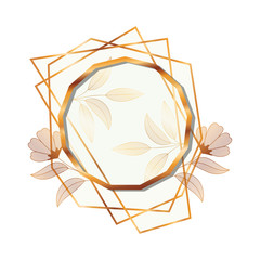 Obraz premium frame golden with flowers isolated icon