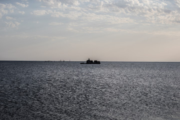 Amazing view of clear sea landscape with cloudy sky as a background Sunset time.