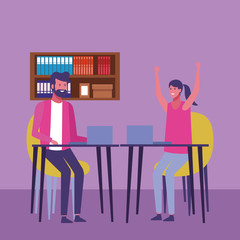 People working in office