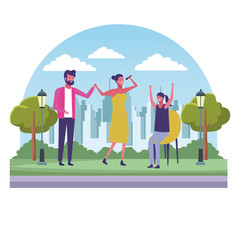 Naklejka premium Ludzie w parku