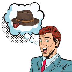 pop art man thinkhing