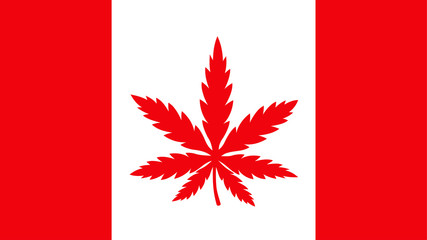 Canada flag with marijuana weed leaf