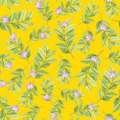 Fototapeta premium seamless watercolor background mix colorful floral flower and leaves used for background texture, wrapping paper, textile or wallpaper design.