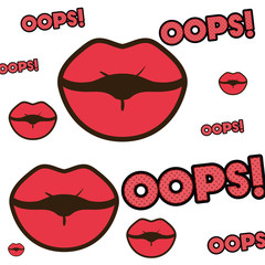 lips with oops pattern isolated icon