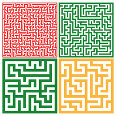 Set of colorful mazes/ Good for logo or icon, Vector background illustration.