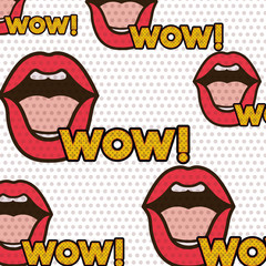 lips with wow pattern isolated icon