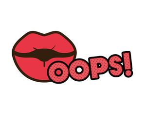 lips saying oops isolated icon