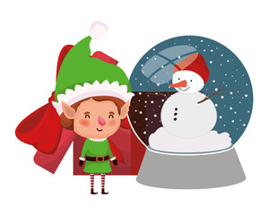 elf with gift box and crystal ball