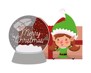 elf woman with crystal ball and gift box