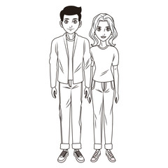 young people couple in black and white