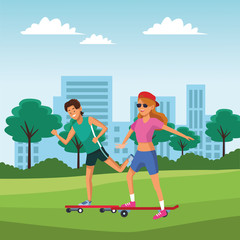 young couple cartoon