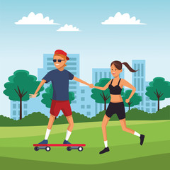 young couple cartoon