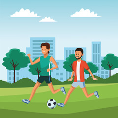 Fototapeta premium friends young men cartoon