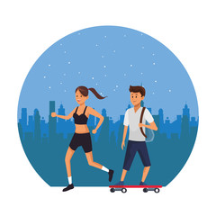 young couple cartoon