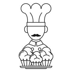 chef with cupcakes cartoon
