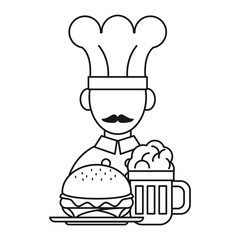chef with hamburguer cartoon