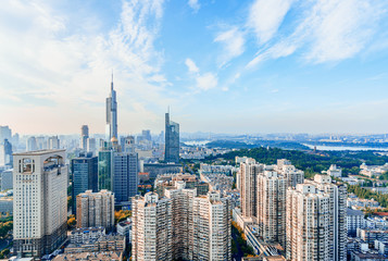 Fototapeta na wymiar Urban Skyline Complex of Zifeng Building and Xuanwu Lake, Nanjing, China