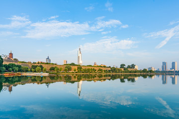 Morning Scenery of Ming City Wall of Xuanwu Lake in Nanjing, Jiangsu Province, China © Govan