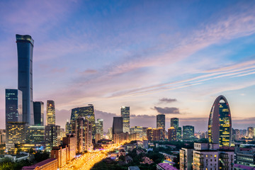 Obraz premium Urban night view Landscape of CBD Central Business District, Beijing, China
