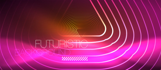 Color shiny neon lights background with abstract lines