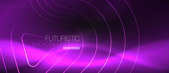 Dark black abstract background with neon colors and lines