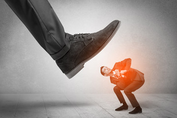 Large formal shoe stepping down young small entrant man
