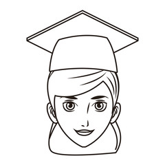 graduate young woman cartoon in black and white