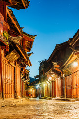 Fototapeta premium Night View of Dayan Ancient City Street in Lijiang, Yunnan, China