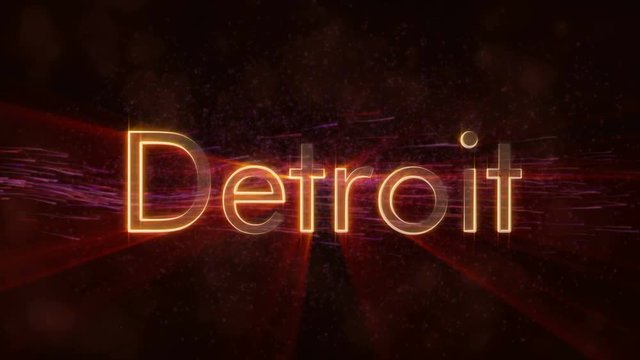 Detroit - Shiny looping city name text animation