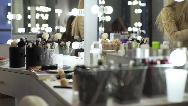 Makeup artist chooses makeup brush