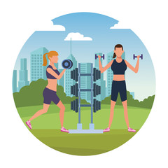 Fitness people at park