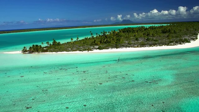 Aerial view of Tupai and Bora Bora Island South Pacific Ocean 