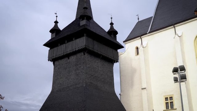 wood tower at church in Hungary, Ny&radic;&ne;rb&radic;&deg;tor. Recorded with a Sony alpha a7III 4K camera