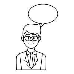 Businessman profile cartoon in black and white