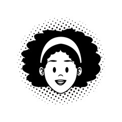 Woman face cartoon in black and white
