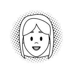 Woman face cartoon in black and white