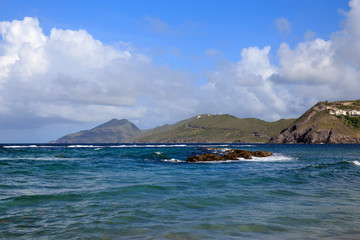 Fototapeta na wymiar The view of south peninsula of St. Kitts island 