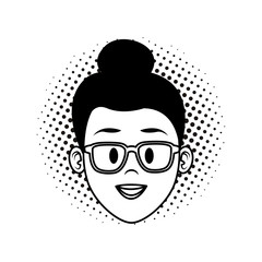 Woman face cartoon in black and white