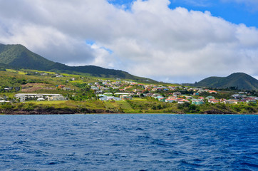 Fototapeta na wymiar The view of Island of St. Kitts from the boat 