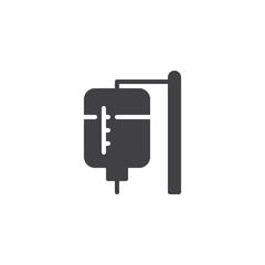 Transfusion bag vector icon. filled flat sign for mobile concept and web design. Blood donation simple solid icon. Cardiology symbol, logo illustration. Pixel perfect vector graphics