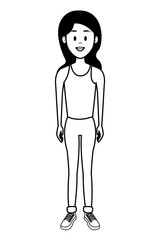 Woman smiling cartoon in black and white