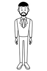 Businessman cartoon avatar in black and white