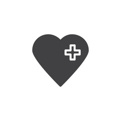 Obraz premium Medical heart vector icon. filled flat sign for mobile concept and web design. Heart with medical cross simple solid icon. Health Care symbol, logo illustration. Pixel perfect vector graphics