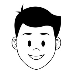 Man face cartoon in black and white