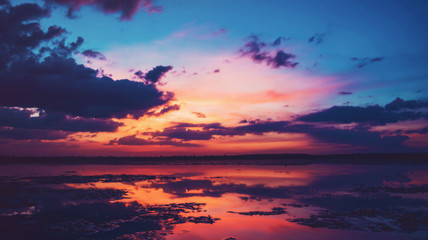 landscape river twilight sunset evening