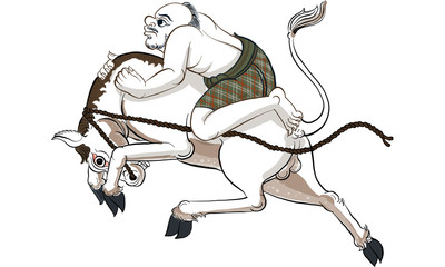 man riding horse in Thai traditional painting